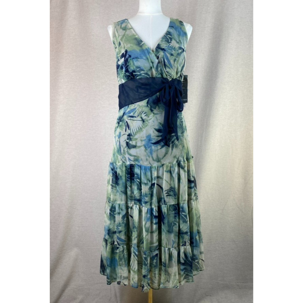 Vtg Jonathan Martin Womens Y2K Midi Dress Size 14W Silk Forest Fairy Whimsigoth - Picture 2 of 14